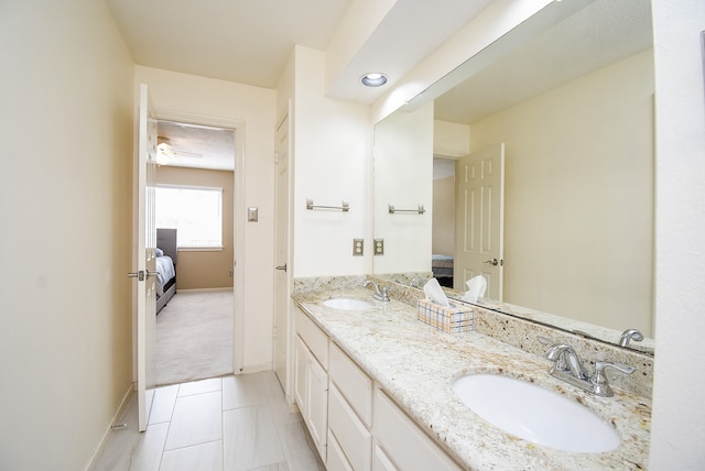 bathroom with vanity and tile patterned floors