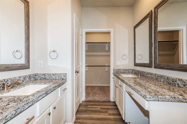 bathroom featuring vanity and wood-type flooring