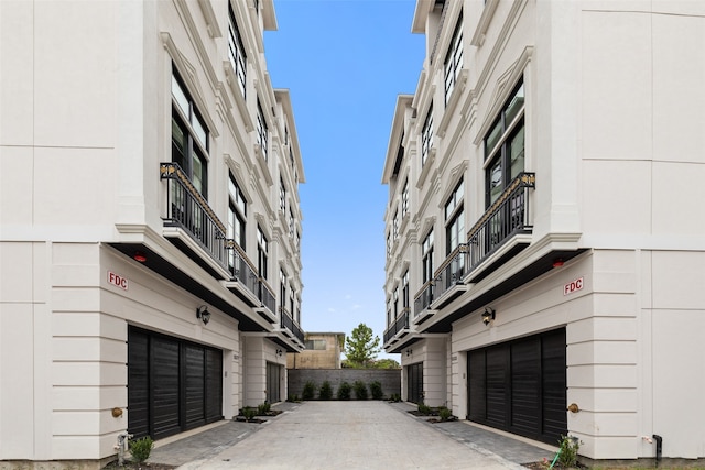 view of property featuring a garage