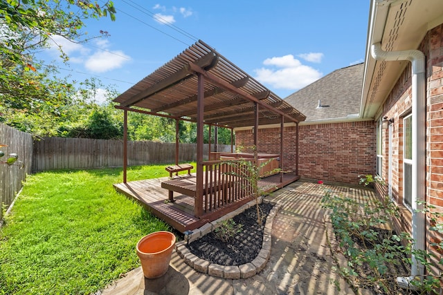 exterior space featuring a deck and a pergola