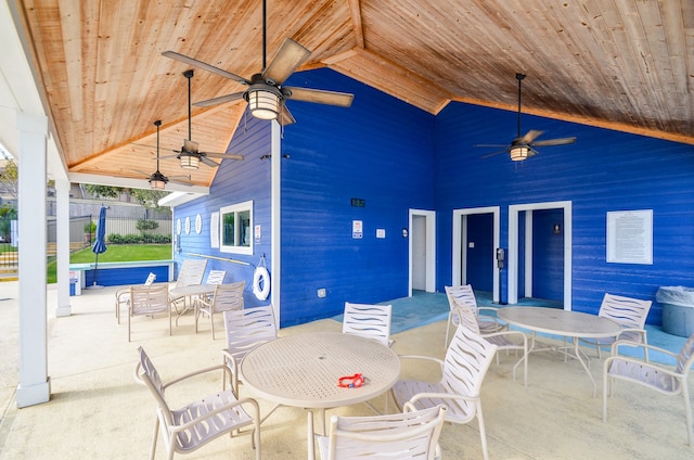 view of patio featuring ceiling fan