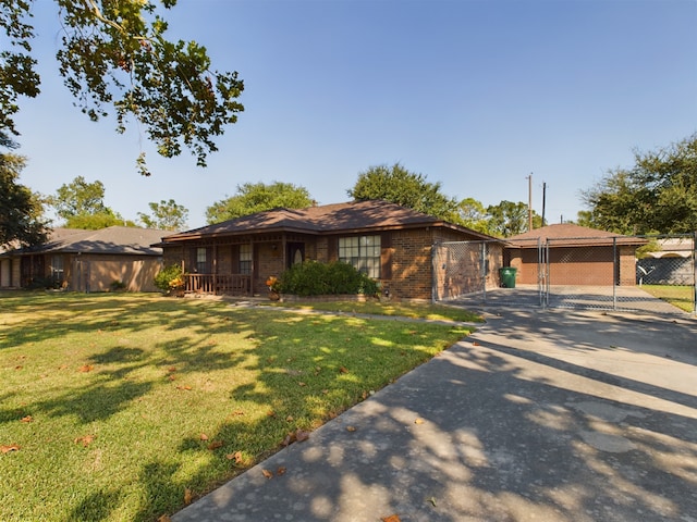 single story home with a front yard