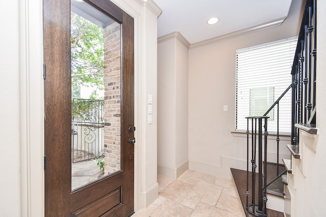 foyer entrance with crown molding