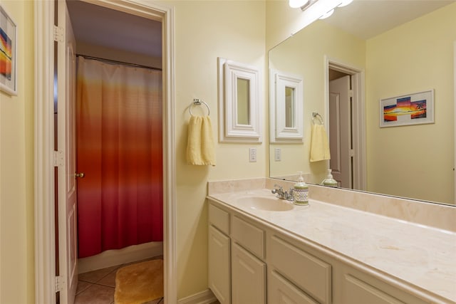 bathroom featuring vanity and tile patterned flooring