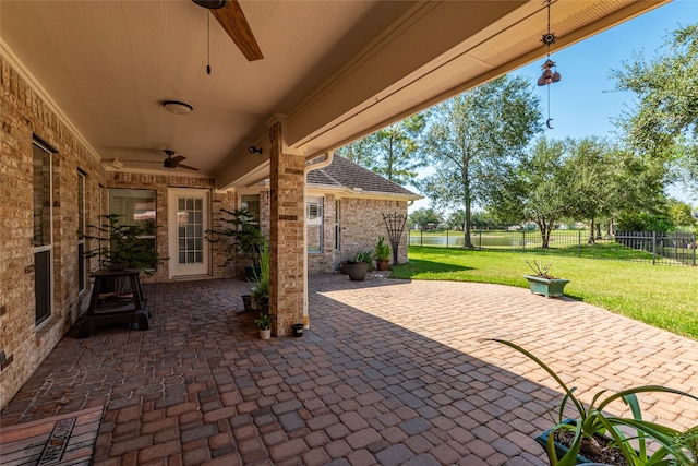 view of patio with ceiling fan