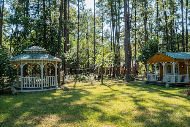 view of yard with a gazebo