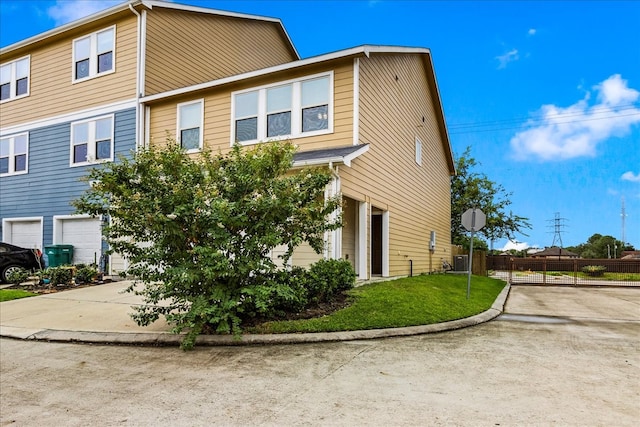 exterior space with a garage