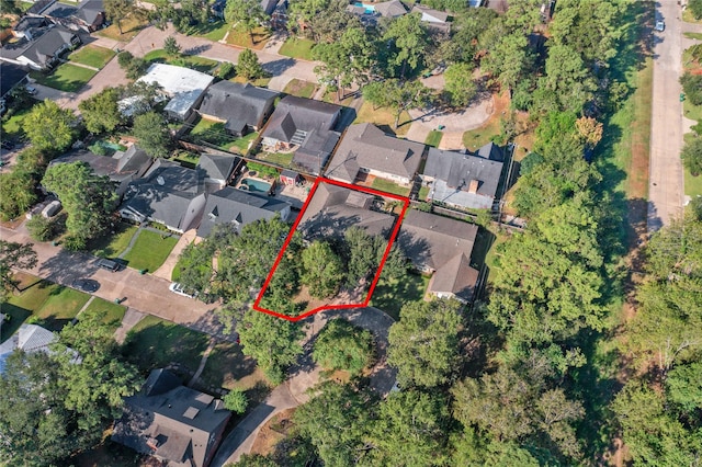 4415 Fallbrook Dr, Houston, TX 77018 - aerial perspective of suburban area featuring property parcel outlined