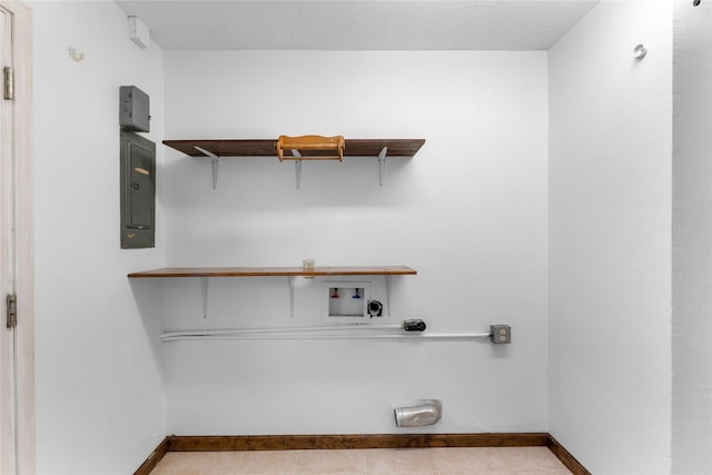4415 Fallbrook Dr, Houston, TX 77018 - laundry area featuring electric panel, baseboards, and hookup for a washing machine