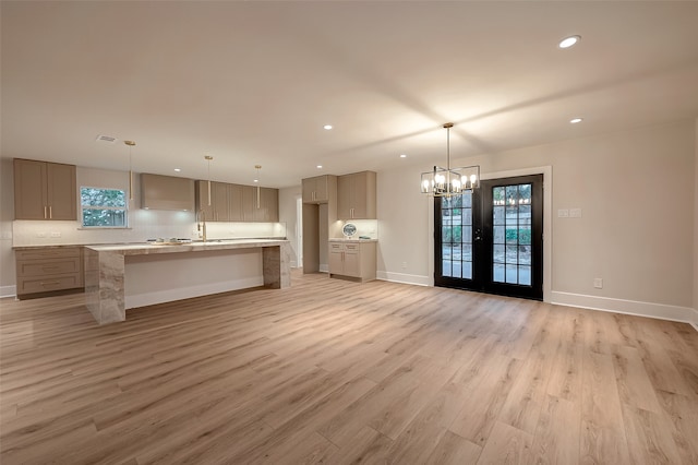 kitchen with light hardwood / wood-style floors and plenty of natural light