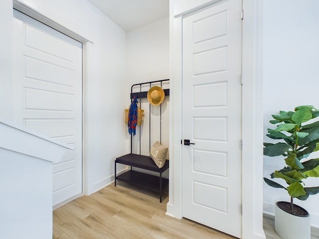 mudroom with light wood-type flooring