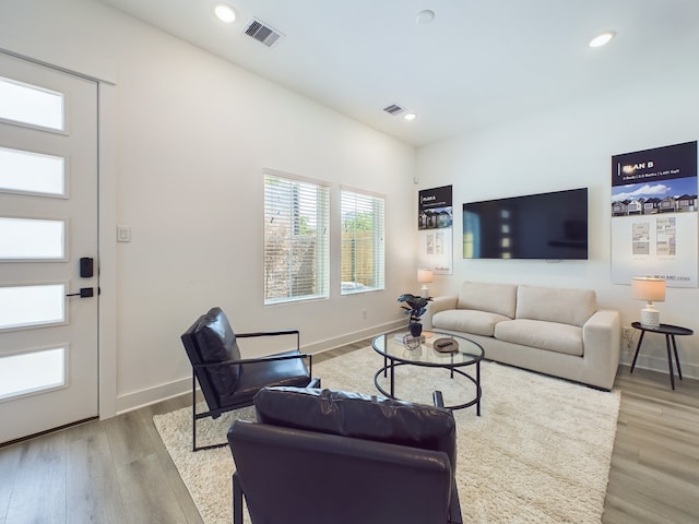 living room featuring light hardwood / wood-style flooring