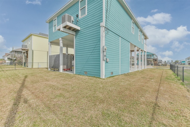 view of property exterior with a lawn