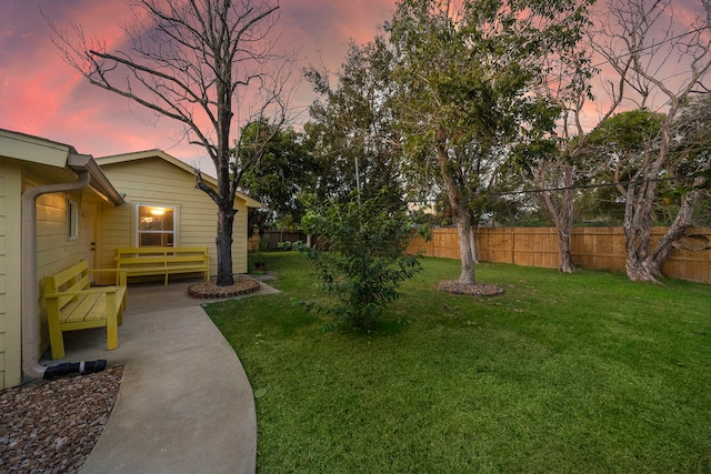 view of yard at dusk