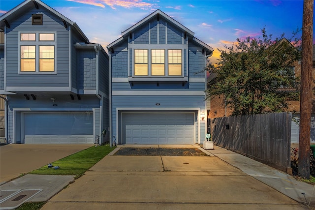 view of front facade featuring a garage