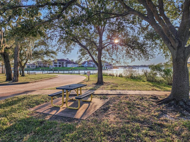 view of property's community with a water view