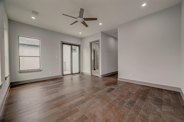 2322 Tuam, Houston, TX 77004 - unfurnished room with a ceiling fan, dark wood finished floors, and recessed lighting