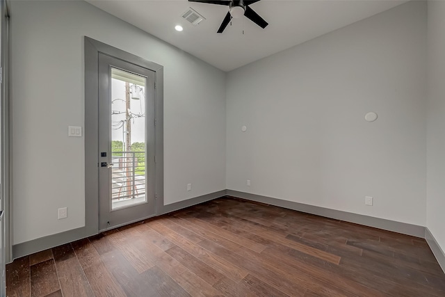 2322 Tuam, Houston, TX 77004 - unfurnished room featuring dark wood-type flooring, a ceiling fan, and recessed lighting