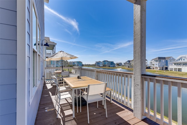 deck with a water view