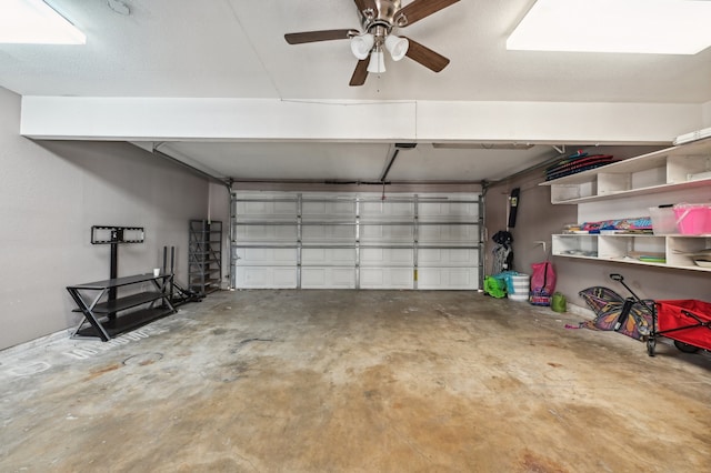 garage with ceiling fan