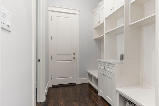 mudroom with dark hardwood / wood-style flooring