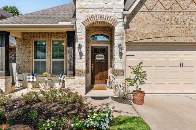 entrance to property with a garage