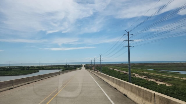 view of road featuring a water view