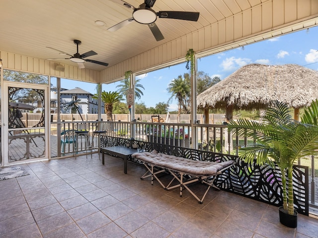 view of patio with ceiling fan