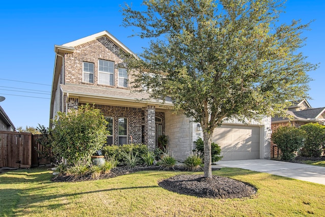 view of front of property with a front yard and brick siding