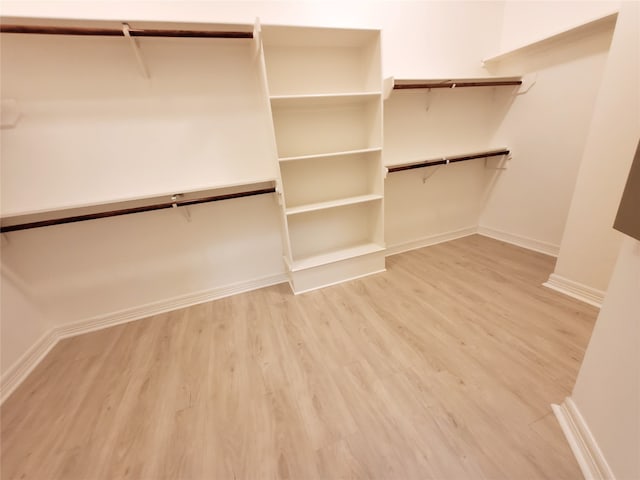 walk in closet with hardwood / wood-style flooring