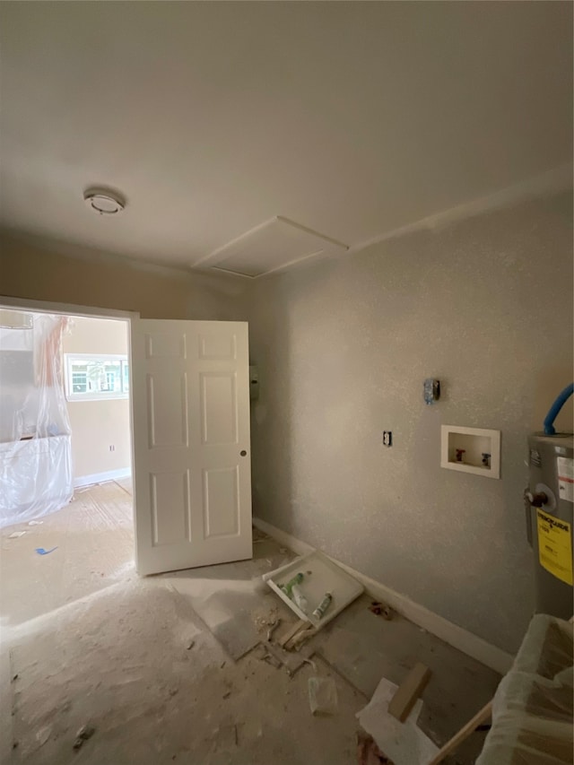 washroom with hookup for a washing machine and water heater