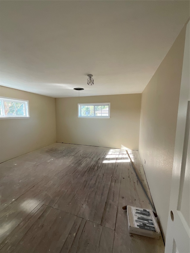 unfurnished room featuring wood-type flooring and a healthy amount of sunlight