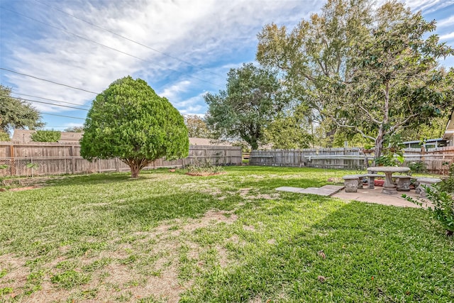 view of yard with a patio area