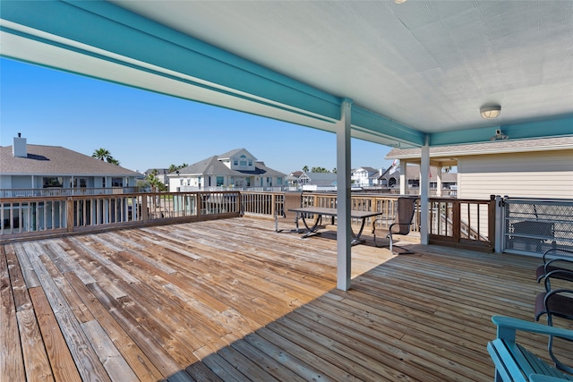deck with a residential view