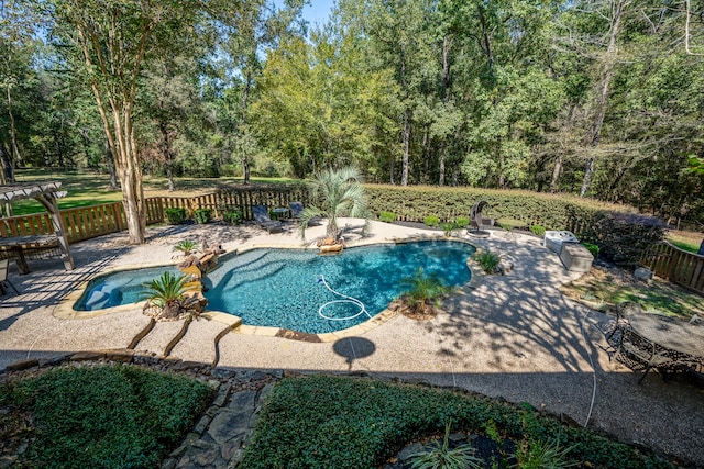 view of pool featuring a patio