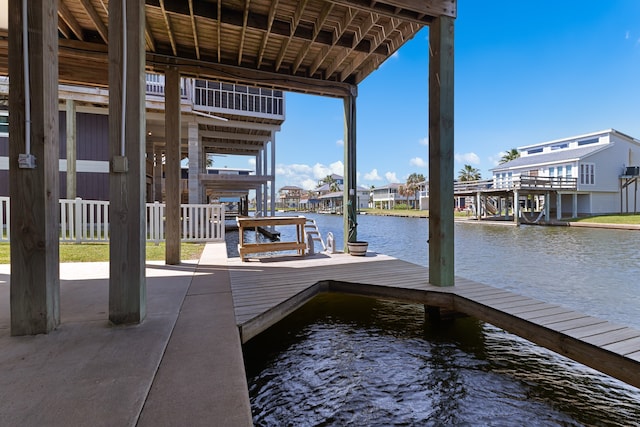 view of dock featuring a water view