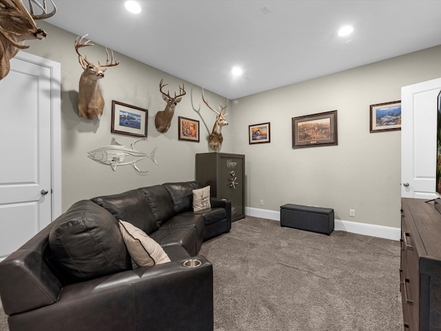 living room featuring carpet