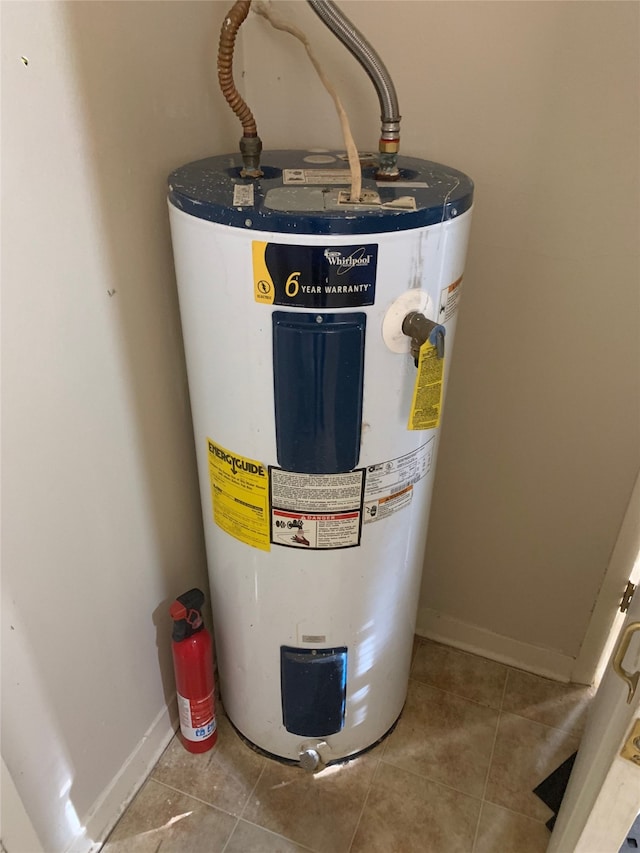 utility room featuring electric water heater