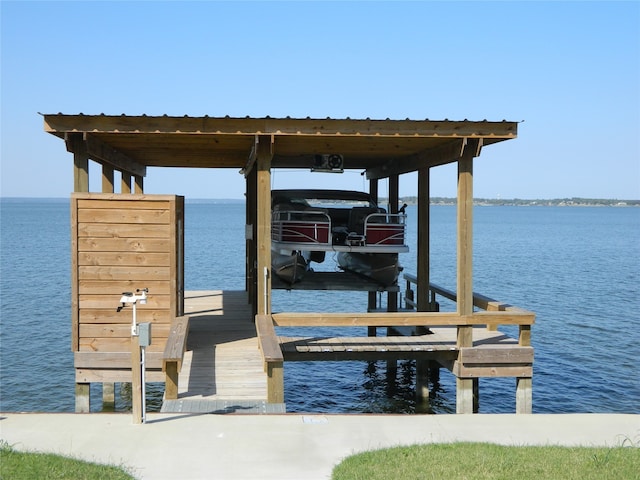 view of dock featuring a water view