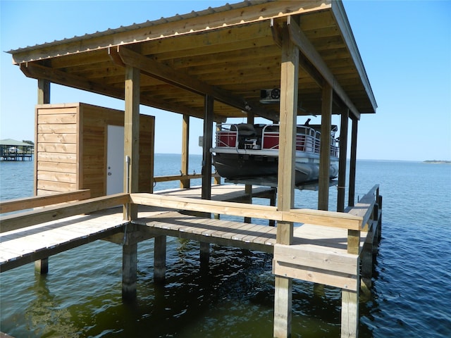 dock area featuring a water view