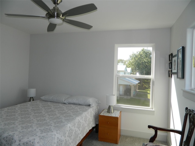 bedroom with carpet flooring and ceiling fan