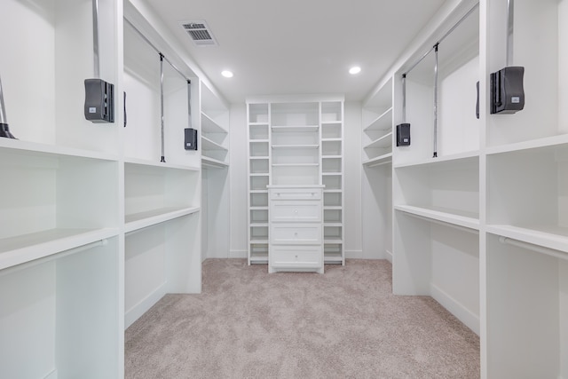 spacious closet with light colored carpet