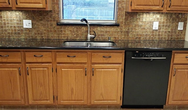 kitchen featuring dishwasher, tasteful backsplash, and sink