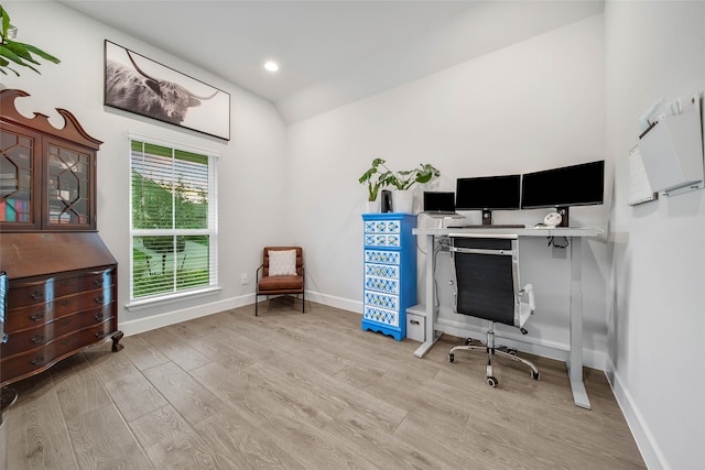 office space featuring light wood-type flooring