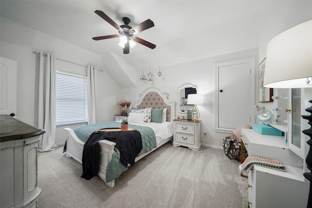 226 Hampton Glen Rd, Montgomery, TX 77356 - bedroom featuring ceiling fan, baseboards, vaulted ceiling, and carpet