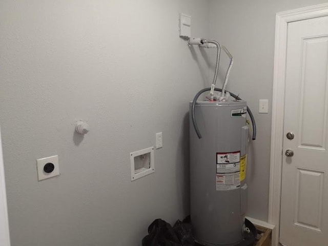 utility room featuring water heater