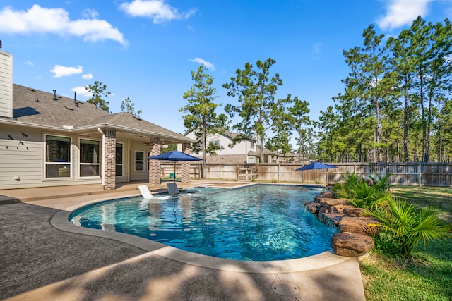 view of pool featuring a gazebo and a patio area