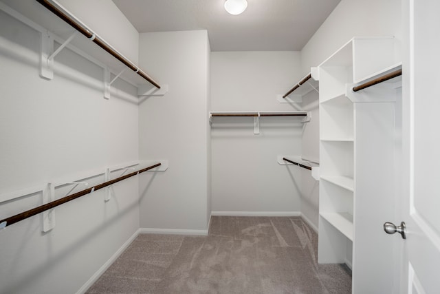 spacious closet with light colored carpet