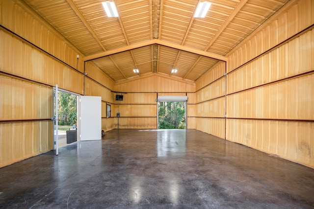 garage with wood ceiling