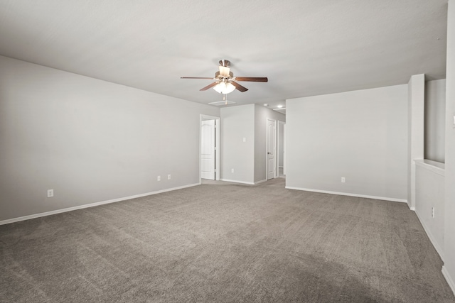 carpeted empty room with ceiling fan